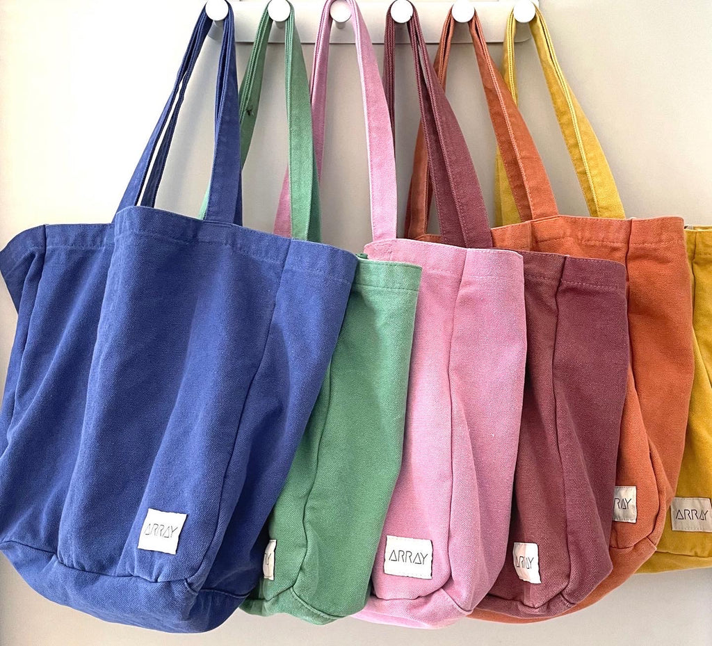 Everyday bag with pockets in a unisex casual style, the pockets will help organise everything, perfect work bag, baby bag, or beach bag.