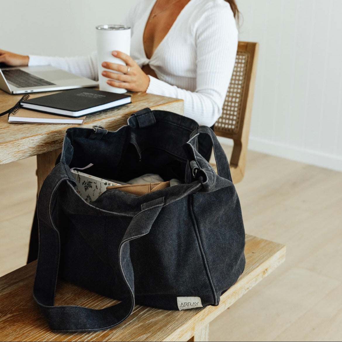 Array Bags Large Pocket Tote - WASHED BLACK – Array