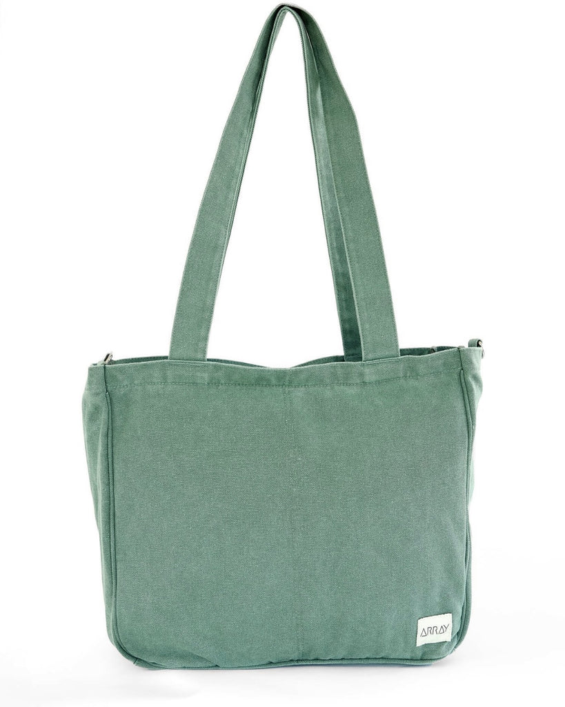 Larger version of the bestselling everyday zip top pocket tote, with six internal pockets, in a versatile and casual style. Large enough to fit a laptop, lunchbag or large water bottle, it makes the perfect bag for work or study, or the ultimate mumbag.