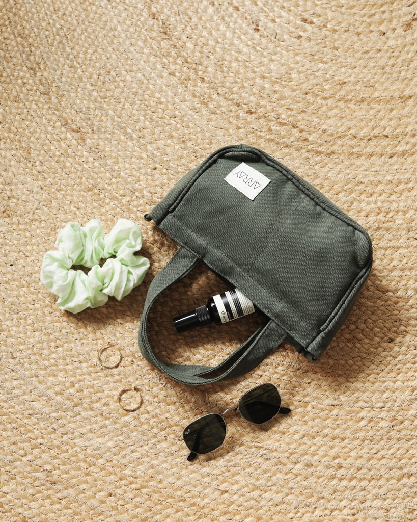 Small version of the bestselling totes, with six pockets.
